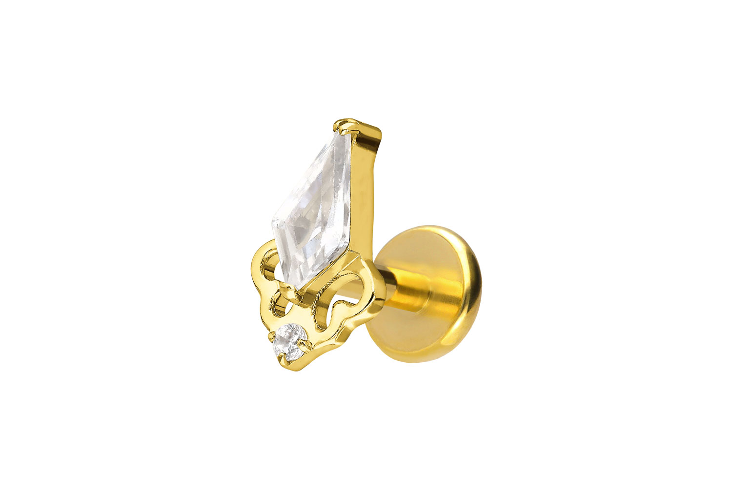 Titan Labret Piercing mit Push Fit KRISTALLSCHILD